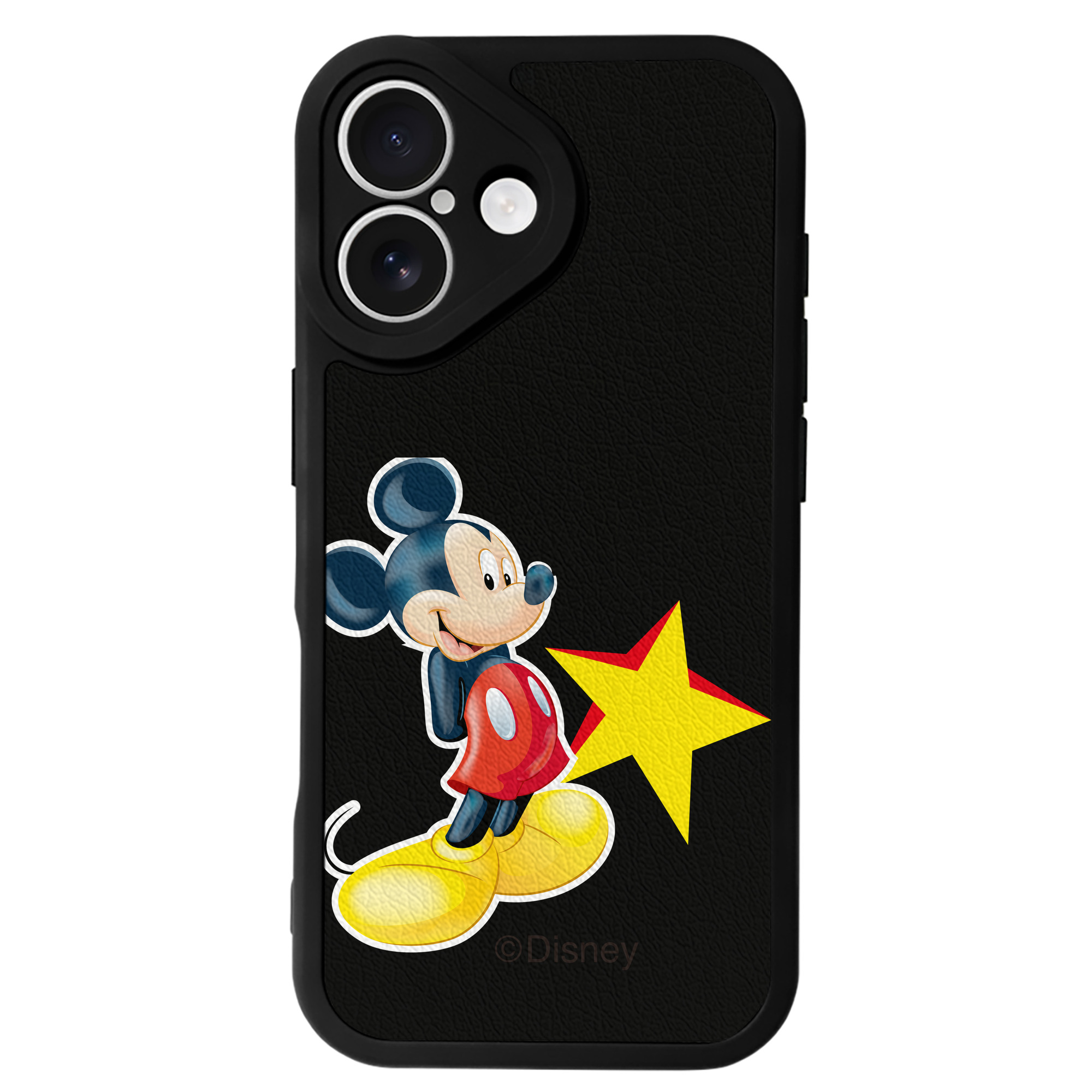（画像用） ミッキーマウス Mickey Mouse 【iPhone 16シリーズ対応】シリコンスマホケース（レザー調） 材質：シリコン